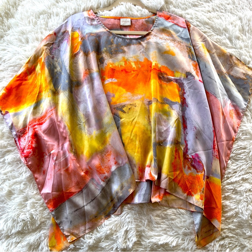 Chico’s Abstract Poncho Top - Size L/XL